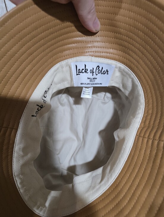 LACK of COLOR Tan Beige Faux Vegan Leather Wave Bucket Hat Pocket S/M 56cm main image 4